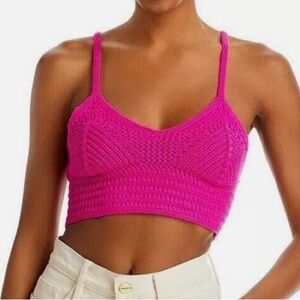 AQUA Ladies Hot Pink Crochet Crop Top, Size Medium, Worn Once !